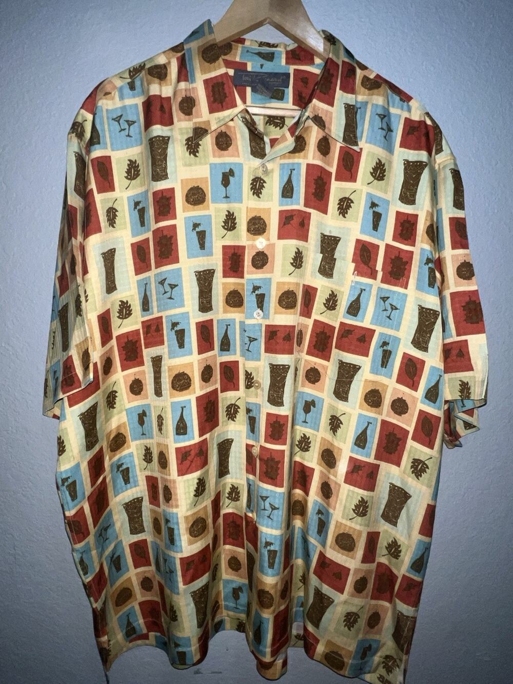 Tori Richard Men's XL‎ Short Sleeve Shirt Cotton Hawaiian Drinks Special Beach